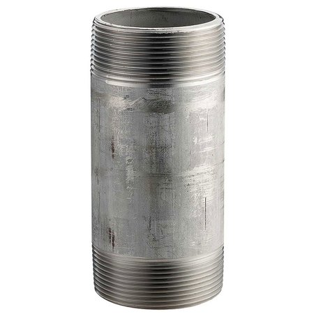 MERIT BRASS CO 1/2 x 6 304 Stainless Steel Pipe Nipple, 16168 PSI, Sch. 40 4008-600